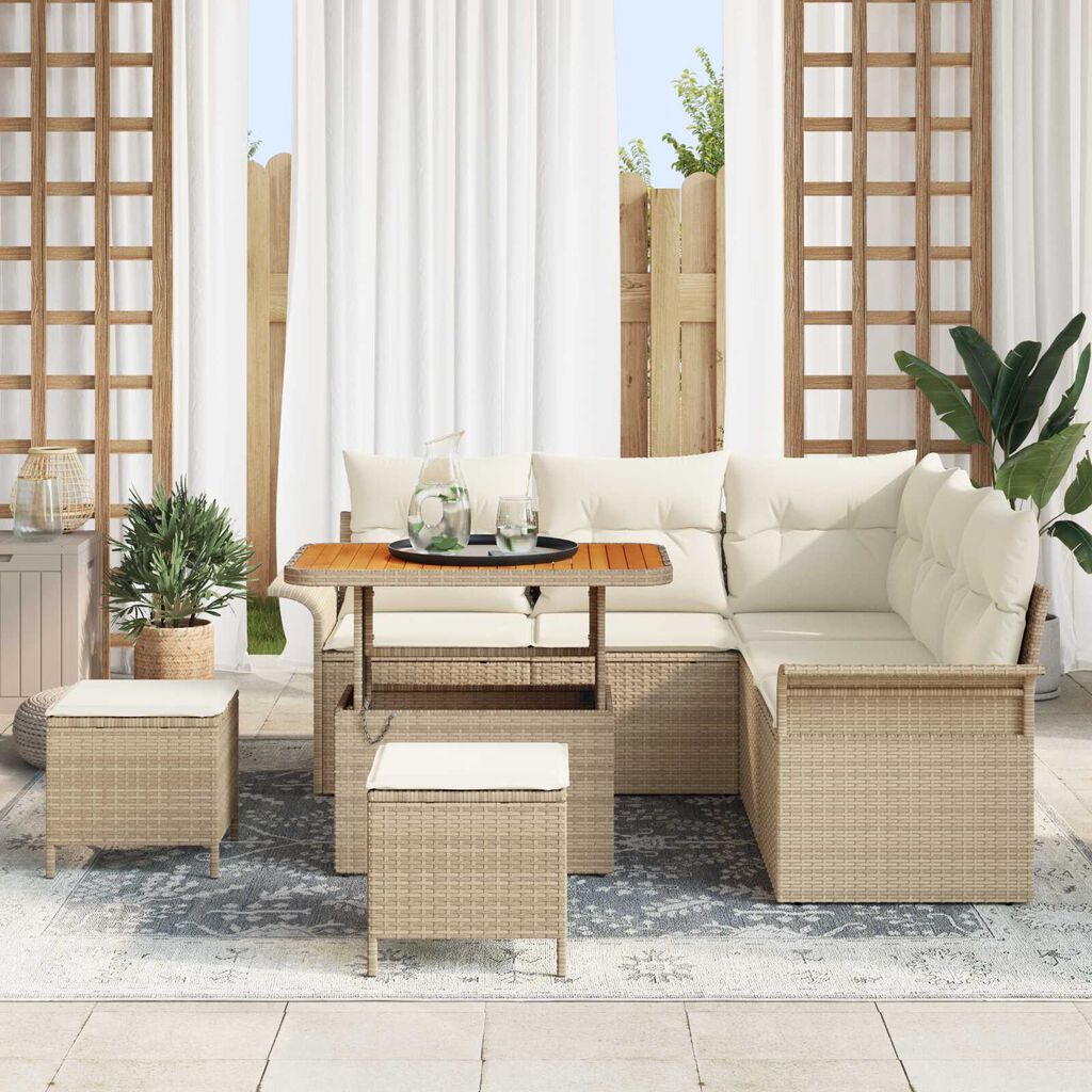 vidaXL Σετ Καναπέ Κήπου 8 pcs Μπεζ συνθετικό ρατάν