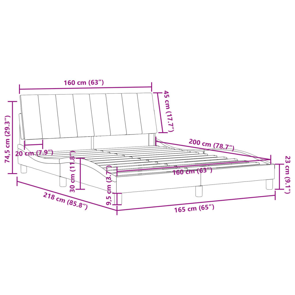 vidaXL Πλαίσιο Κρεβατιού με Κεφαλάρι Ροζ 160x200 εκ. Βελούδινο