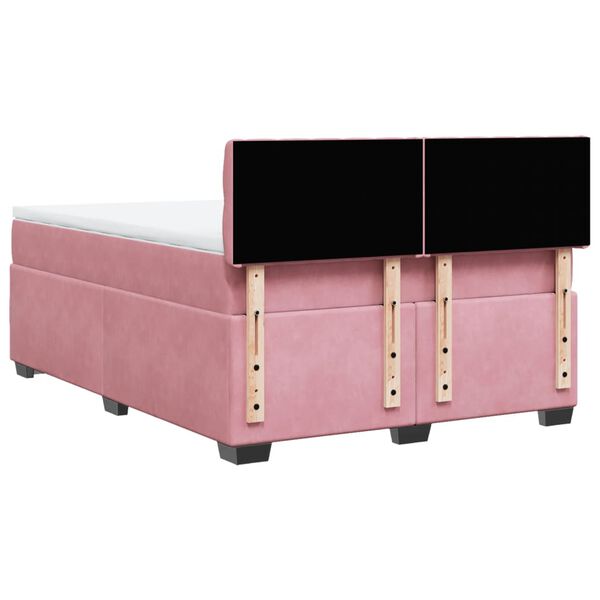 vidaXL Κρεβάτι Boxspring με Στρώμα Ροζ 160x200 εκ. Βελούδινο