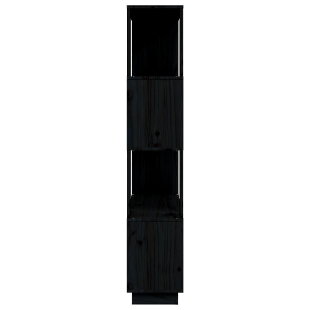 vidaXL Βιβλιοθήκη/Διαχωριστικό Χώρου Μαύρο 80x25x132 εκ. Μασίφ Πεύκο