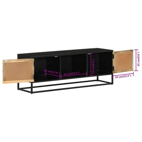vidaXL Έπιπλο Τηλεόρασης 110 x 30 x 40 εκ. Μασίφ Ξύλο Μάνγκο & Σίδηρος