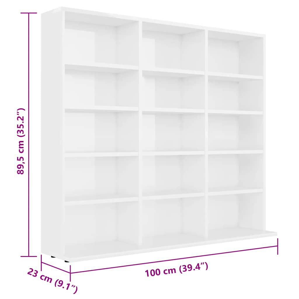 vidaXL Έπιπλο για CD Γυαλιστερό Λευκό 100 x 23 x 89,5 εκ. Επεξ. Ξύλο