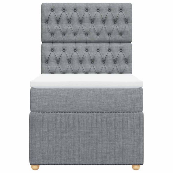 vidaXL Κρεβάτι Boxspring με Στρώμα Ανοιχτό Γκρι 100x200 εκ. Υφασμάτινο