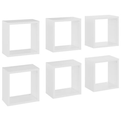 vidaXL Ράφια Κύβοι Τοίχου 6 τεμ. Λευκά 26 x 15 x 26 εκ.