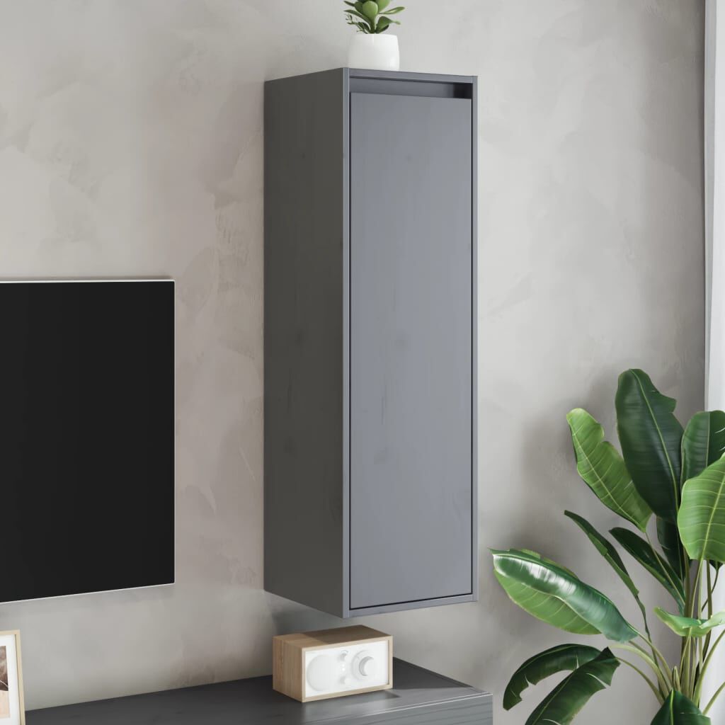 vidaXL Ντουλάπια Τοίχου 2 τεμ. Γκρι 30x30x100εκ από Μασίφ Ξύλο Πεύκου