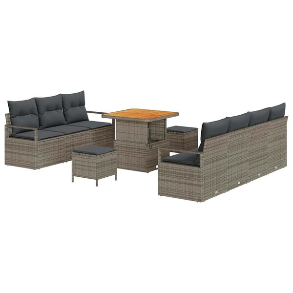 vidaXL Σετ Καναπέ Κήπου με μαξιλάρι 10 pcs Γκρι 80 x 80 x 71 cm