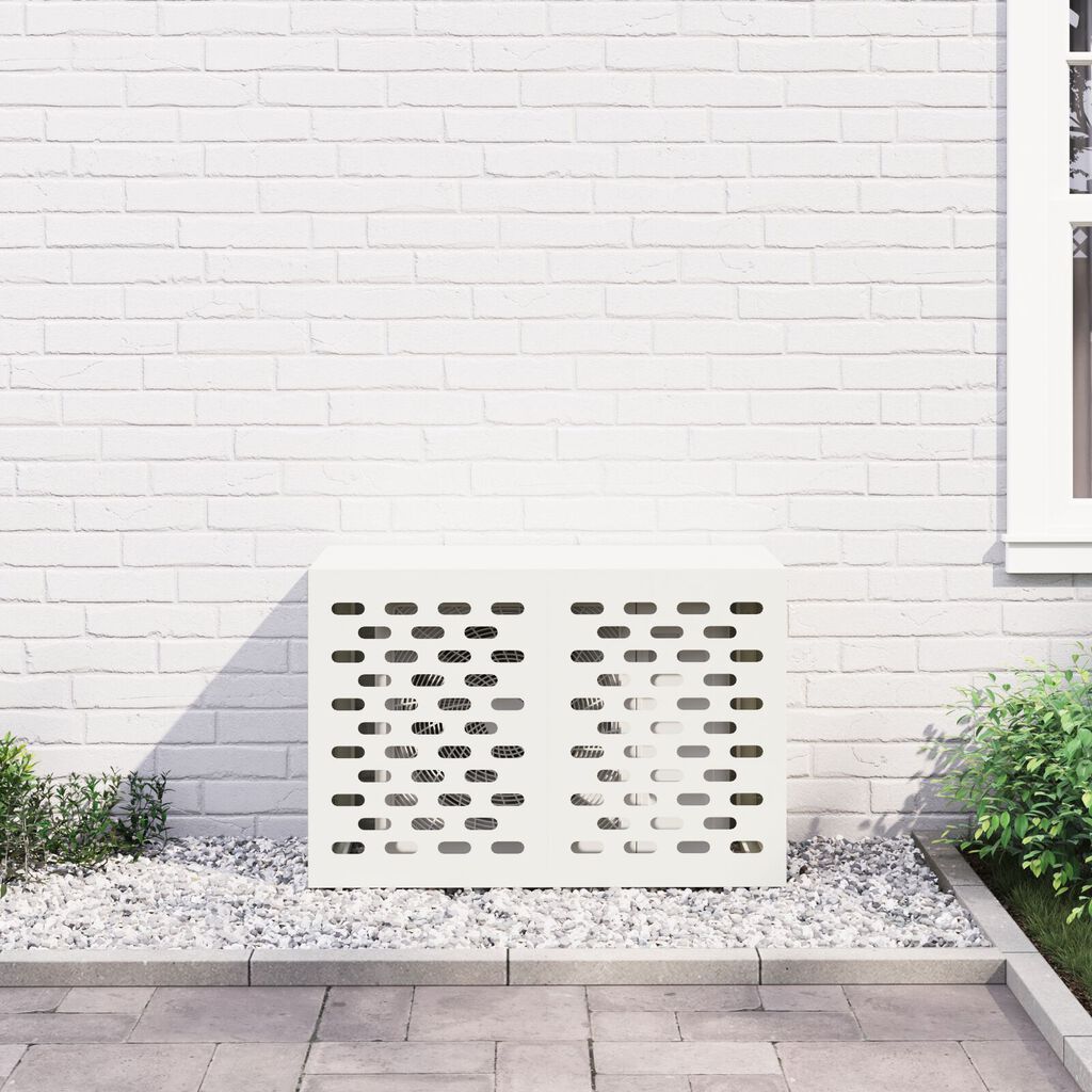 vidaXL Κάλυμμα Κλιματιστικού - Λευκό, 90x40x60 εκ, Φτιαγμένο από Ατσάλι