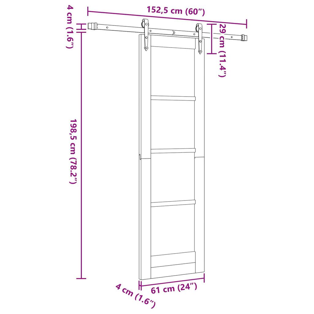 Συρόμενη Πόρτα vidaXL με Σετ Hardware 'ORKDAL'61x198.5 εκ.