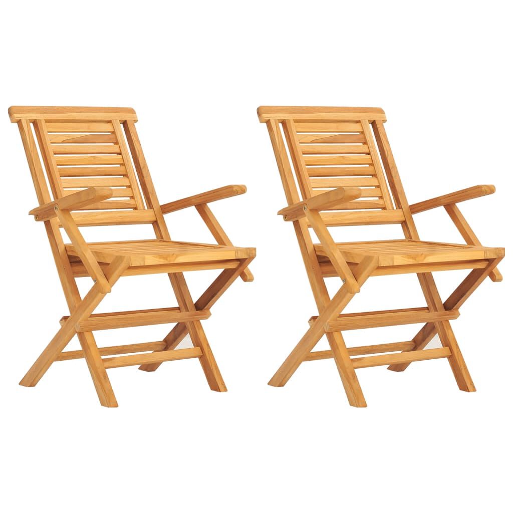 vidaXL Καρέκλες Κήπου Πτυσσόμενες 2 τεμ. 56x63x90 εκ. Μασίφ Ξύλο Teak