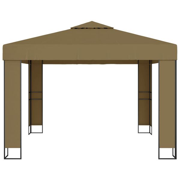 vidaXL Κιόσκι με Διπλή Οροφή Taupe 3 x 3 x 2,7 μ. 180 γρ/μ²