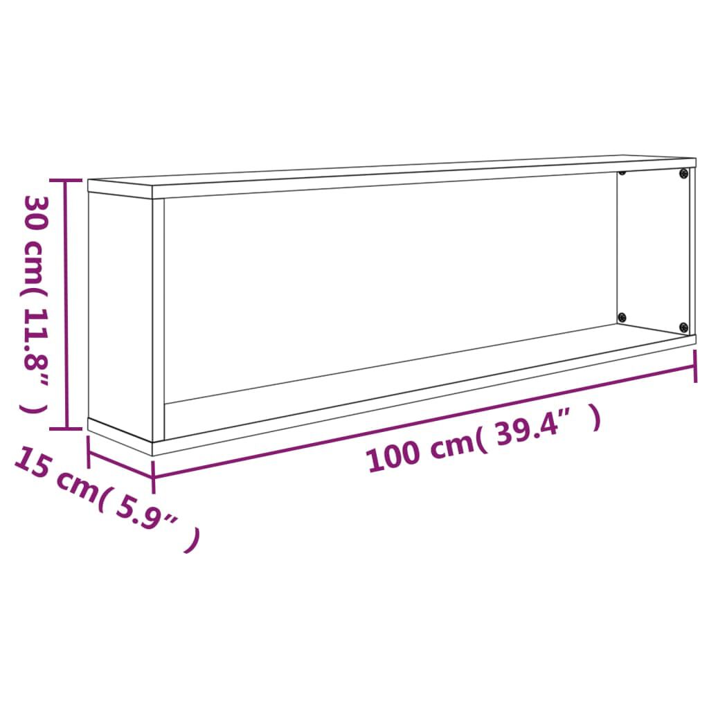 vidaXL Ραφιέρες Τοίχου Κύβος 2 τεμ Καφέ Δρυς 100x15x30 εκ. Επεξ. Ξύλο