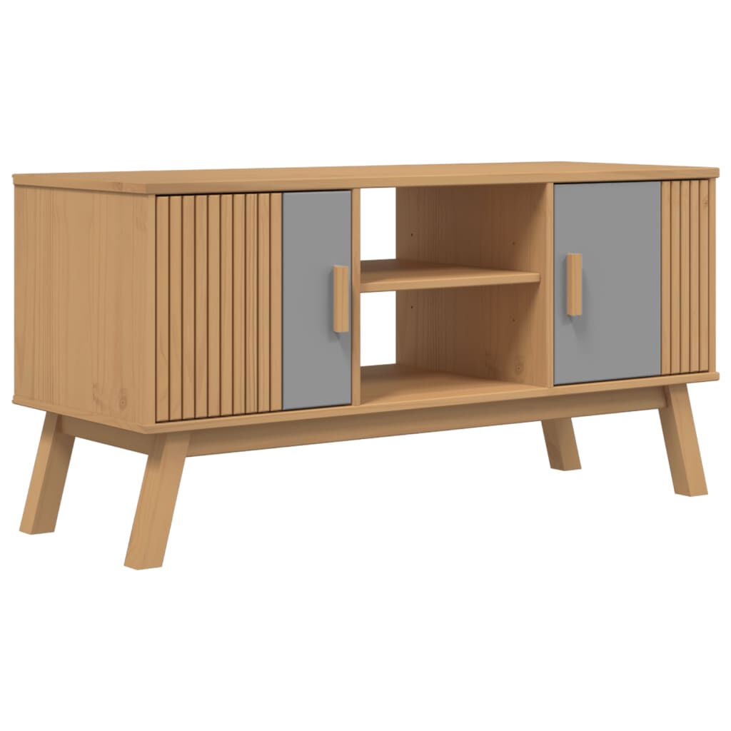vidaXL Έπιπλο Τηλεόρασης OLDEN ΓκριΚαφέ 114x43x57εκ. Μασίφ Ξύλο Πεύκου