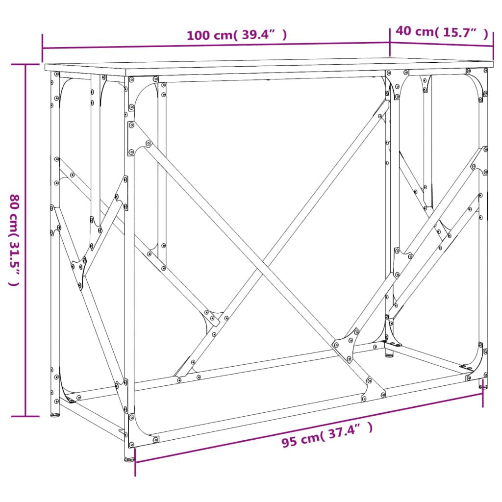 vidaXL Τραπέζι Κονσόλα Sonoma Δρυς 100x40x80 εκ. Επεξεργασμένο Ξύλο