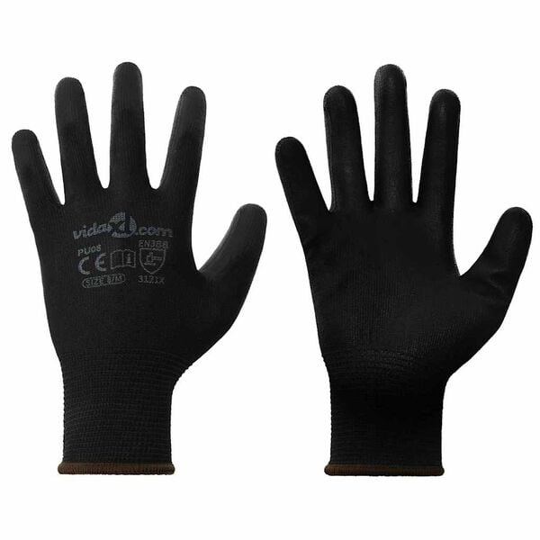 vidaXL Γάντια Εργασίας 24 pcs Μαύρο 8 / m Πολυεστέρας