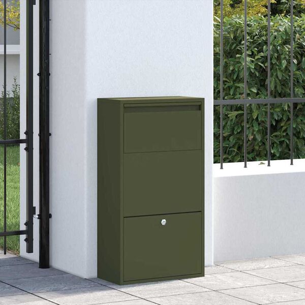 vidaXL Γραμματοκιβώτιο Πακέτων Ελιά 44x22x82 εκ. Χάλυβας