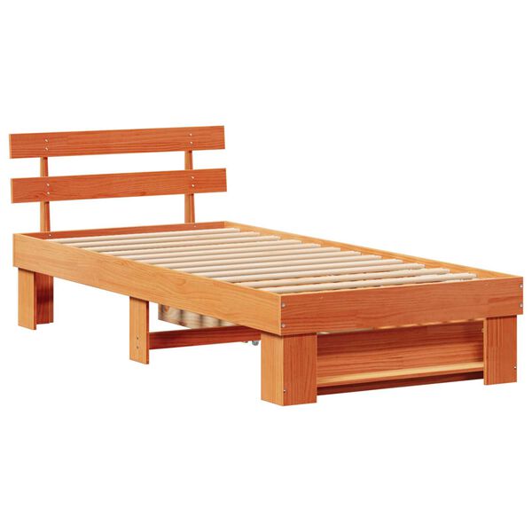 vidaXL Σκελετός Κρεβατιού Καφέ κεριού 90 x 190 cm Συμπαγές ξύλο πεύκου