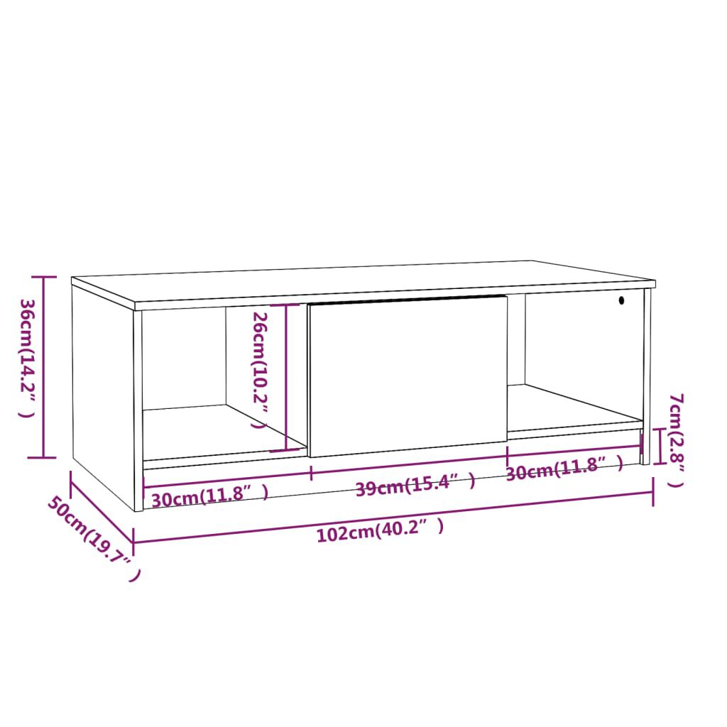 vidaXL Τραπεζάκι Σαλονιού Sonoma Δρυς 102x50x36 εκ. Επεξεργασμένο Ξύλο