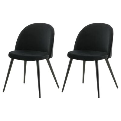Venture Home Καρέκλες Τραπεζαρίας Velvet 2 τεμ. Μαύρες Βελούδινες