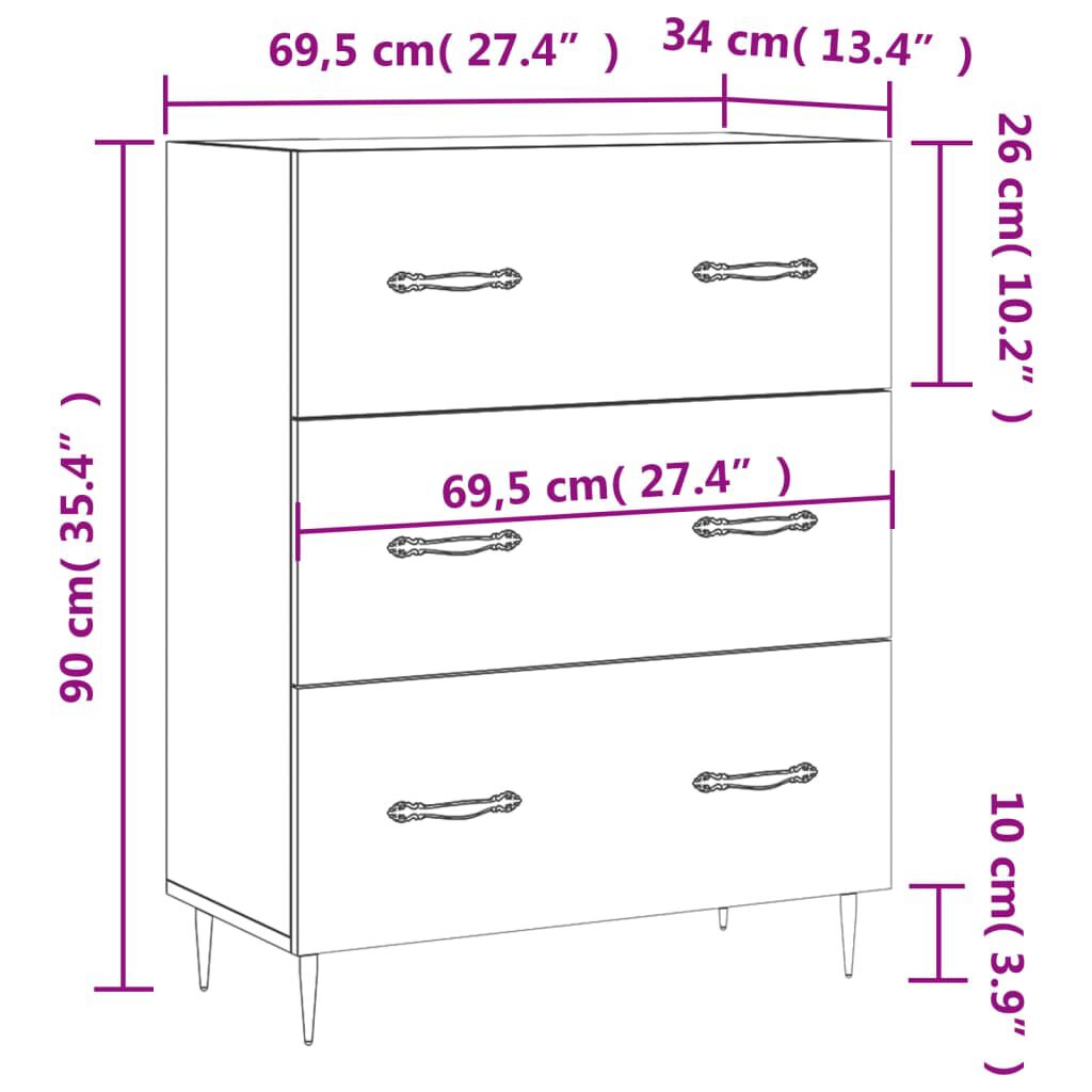 vidaXL Ντουλάπι Γκρι Sonoma 69,5 x 34 x 90 εκ. από Επεξεργασμένο Ξύλο
