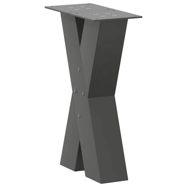 vidaXL Πόδια Τραπεζιού Σαλονιού σε Σχήμα Χ, 2 τεμ. Ανθρακί 38x(42-43) εκ. Ατσάλι
