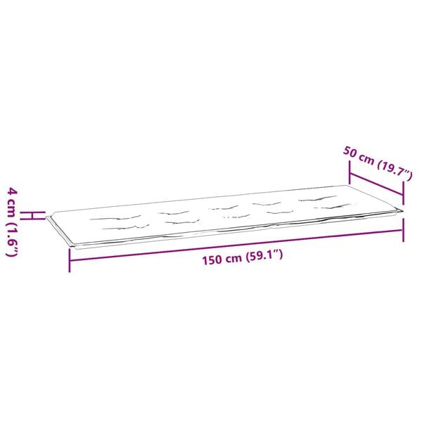 vidaXL Μαξιλάρι Πάγκου Κήπου - Σχέδιο Φύλλου, 150x50x4 εκ, Φτιαγμένο από Ύφασμα Οξφόρδης