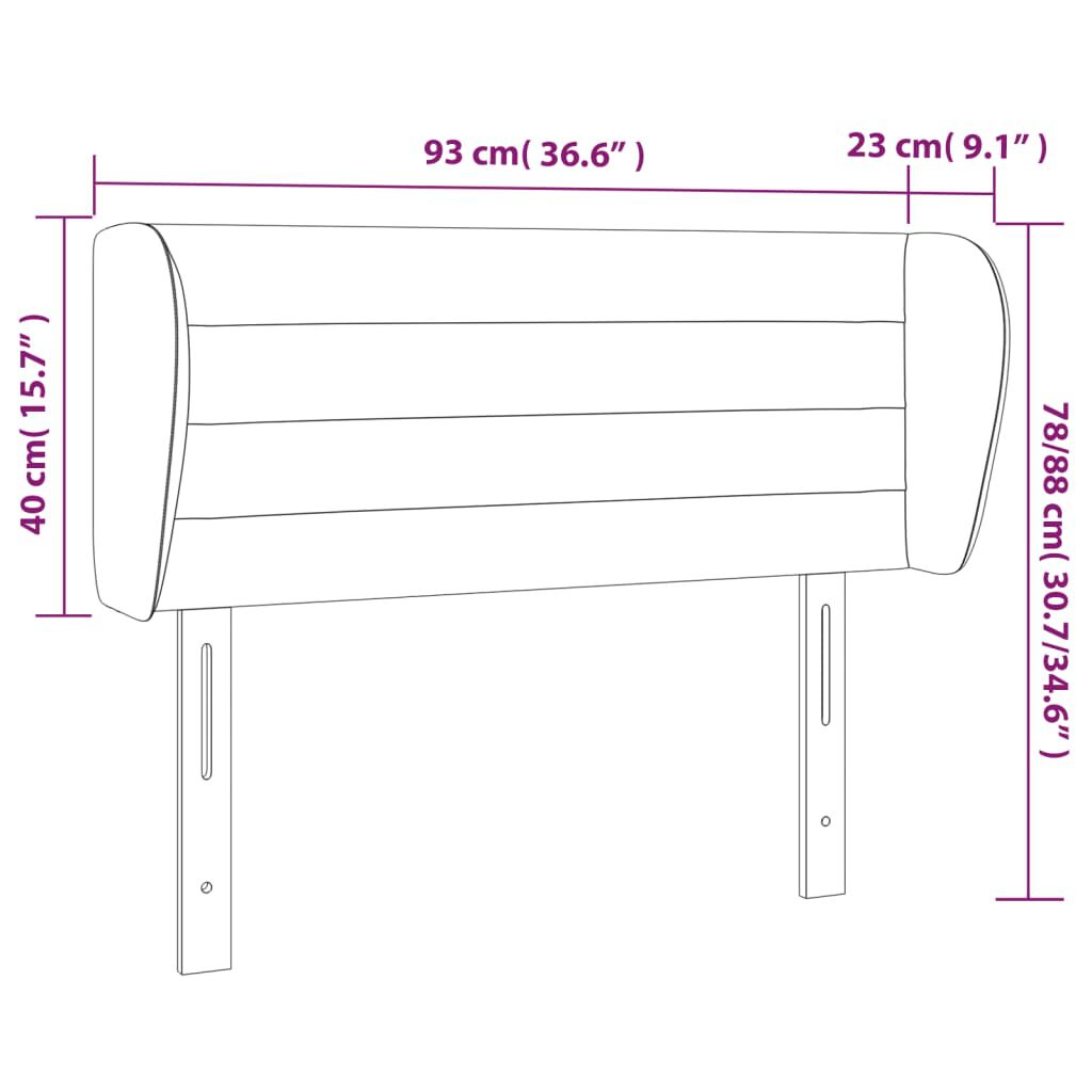 vidaXL Κεφαλάρι με Πτερύγια Μαύρο 93x23x78/88 εκ. Βελούδινο