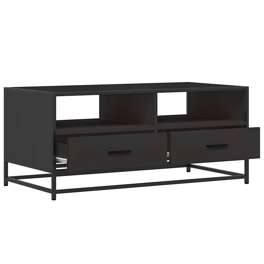vidaXL Τραπεζάκι Σαλονιού Μαύρο 100x50x45 εκ. Επεξ. Ξύλο & Μέταλλο