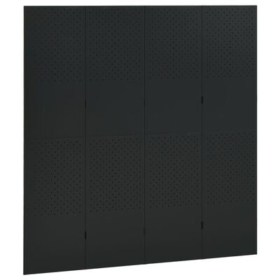 vidaXL Διαχωριστικό Δωματίου με 4 Πάνελ Μαύρο 160 x 180 εκ. από Ατσάλι