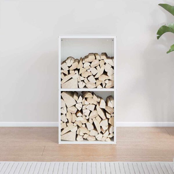 vidaXL Ράφι Καυσόξυλων Λευκό 40x30x75 εκ. Χάλυβας ψυχρής έλασης