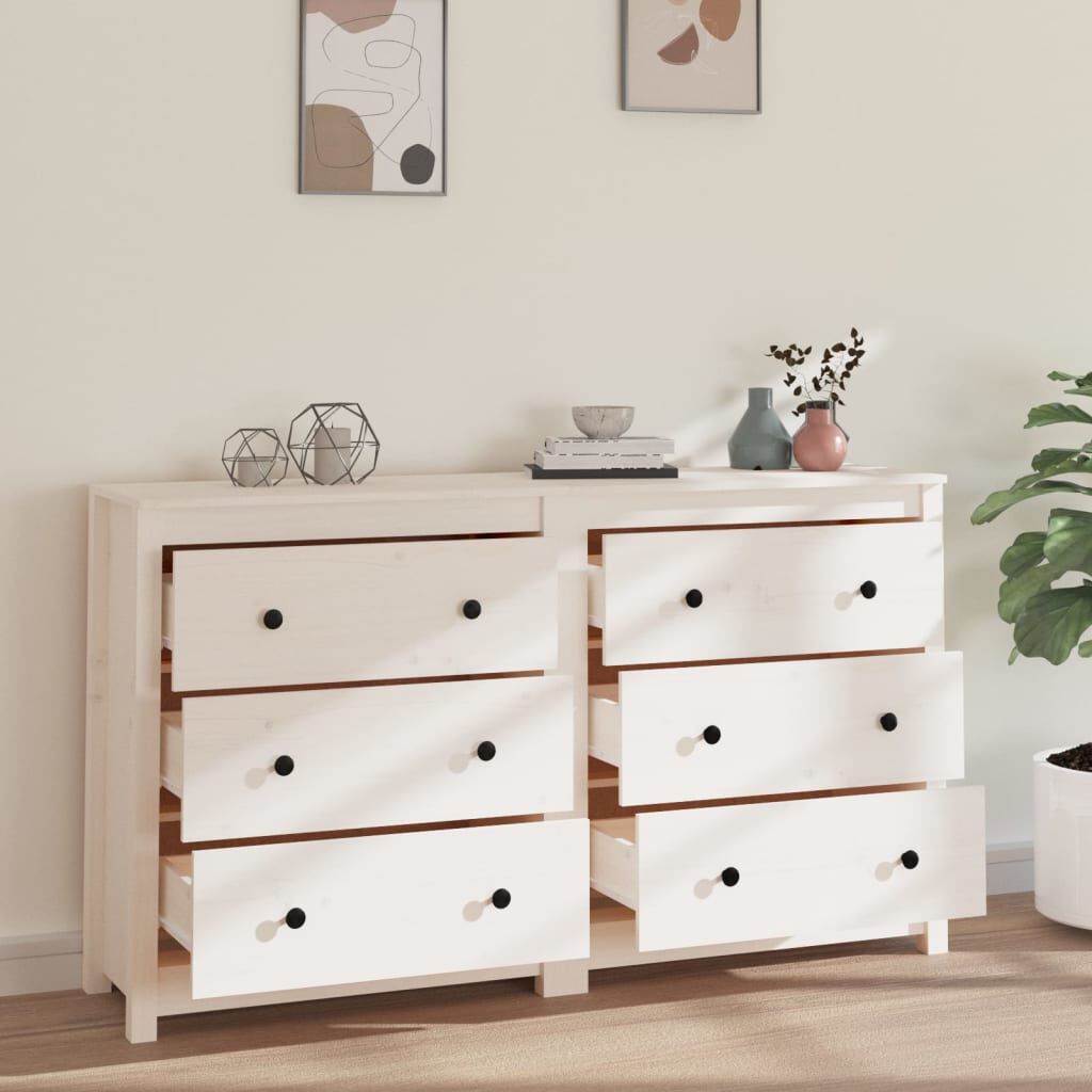 vidaXL Ντουλάπι Λευκό 140x35x80 εκ. από Μασίφ Ξύλο Πεύκου