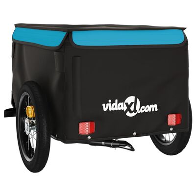 vidaXL Τρέιλερ Ποδηλάτου Μαύρο και Μπλε 30 Κιλά από Σίδερο
