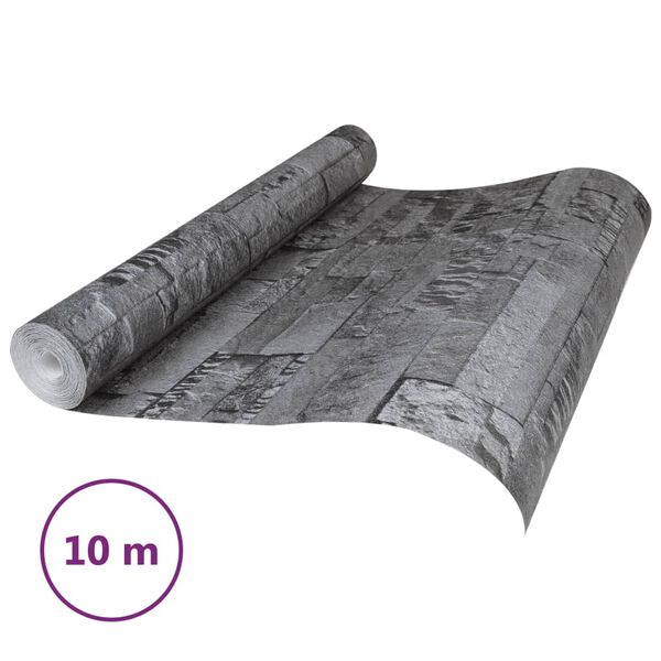 vidaXL Ταπετσαρία 3D με Σχέδιο Πέτρας Μαύρη 10x0,53μ Non-woven