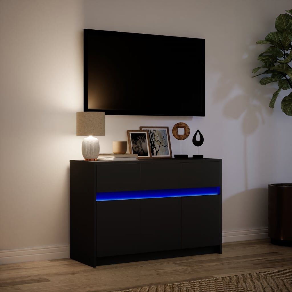 vidaXL Έπιπλο Τηλεόρασης με LED Μαύρο 91x34x61 εκ. από Επεξ. Ξύλο