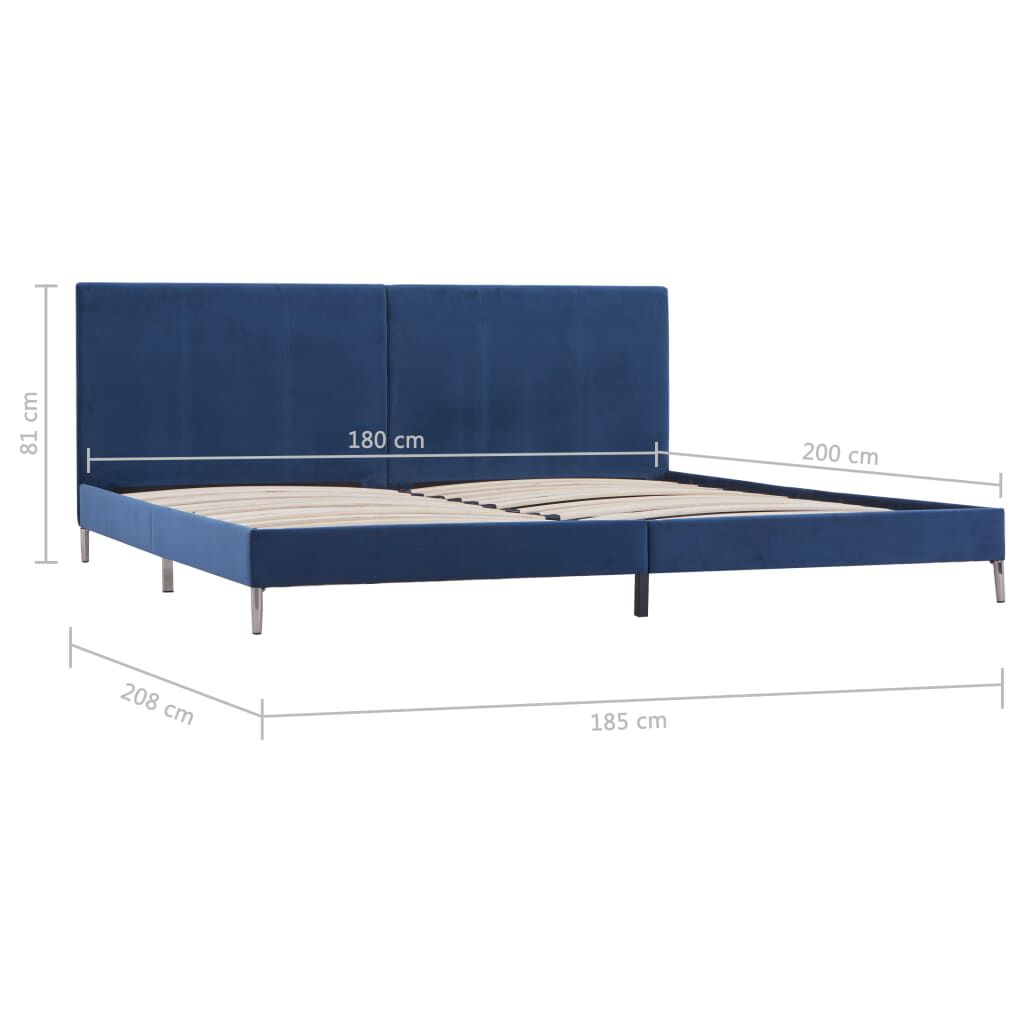 vidaXL Πλαίσιο Κρεβατιού Μπλε 180 x 200 εκ. Υφασμάτινο