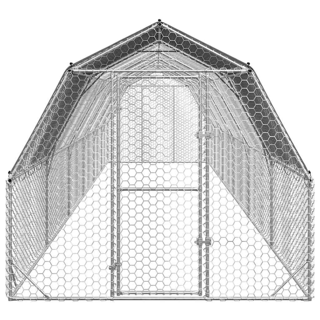 vidaXL Τρέξιμο για κοτόπουλα με οροφή 2,5x12x2,25 μ. από Γαλβ. Χάλυβα