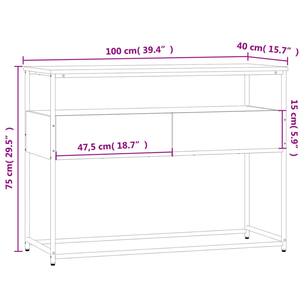 vidaXL Τραπέζι Κονσόλα Γκρι Sonoma 100x40x75 εκ. Επεξεργασμένο Ξύλο
