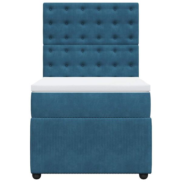vidaXL Κρεβάτι Boxspring με Στρώμα Σκούρο Μπλε 80 x 200 εκ. Βελούδινο