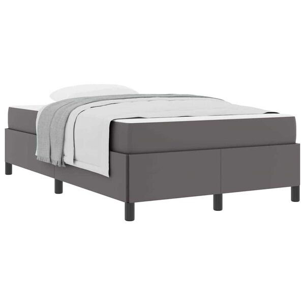 vidaXL Σκελετός κρεβατιού με στρώμα Γκρι 120 x 190 cm Τεχνητό δέρμα