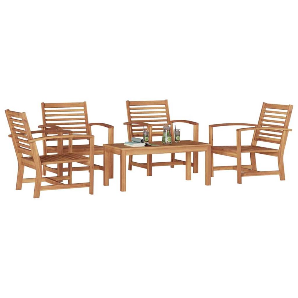 Σετ Καναπέ Κήπου 5 pcs Φυσικό Μασίφ ξύλο teak
