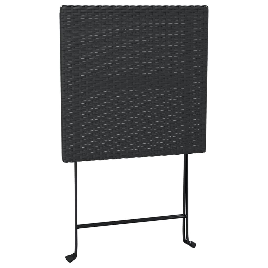 vidaXL Τραπέζι Bistro Πτυσσόμενο Μαύρο 55x54x71 εκ. Συνθετικό Ρατάν