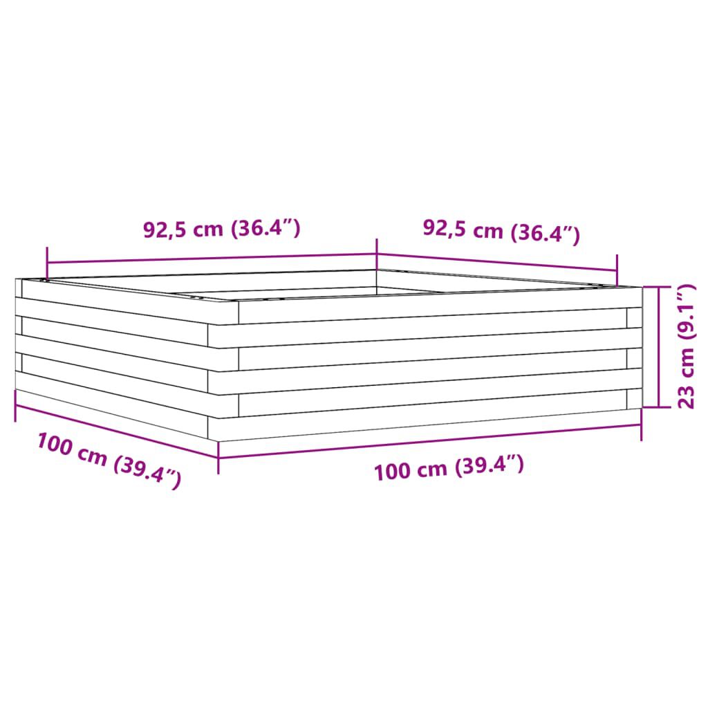 vidaXL Ζαρντινιέρα Κήπου 100x100x23 εκ. από Μασίφ Ξύλο Ψευδοτσούγκας