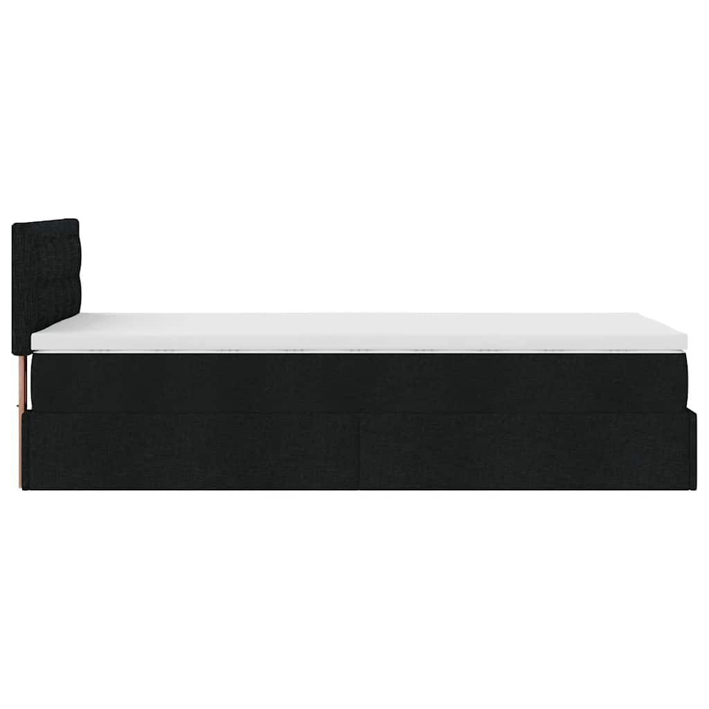 vidaXL Οθωμανικό κρεβάτι με στρώμα Μαύρο 90x190cm Ύφασμα