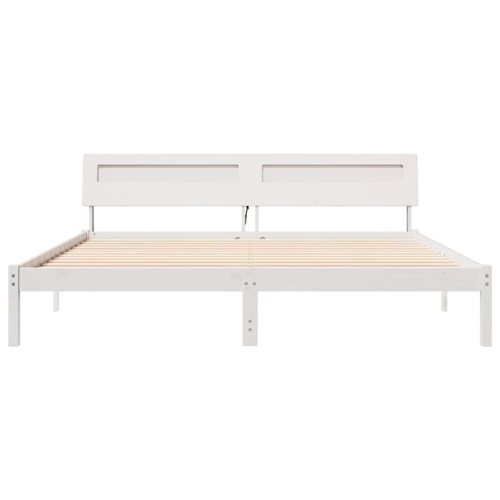 vidaXL Σκελετός Κρεβατιού Λευκό 180 x 200 cm Μασίφ ξύλο πεύκου