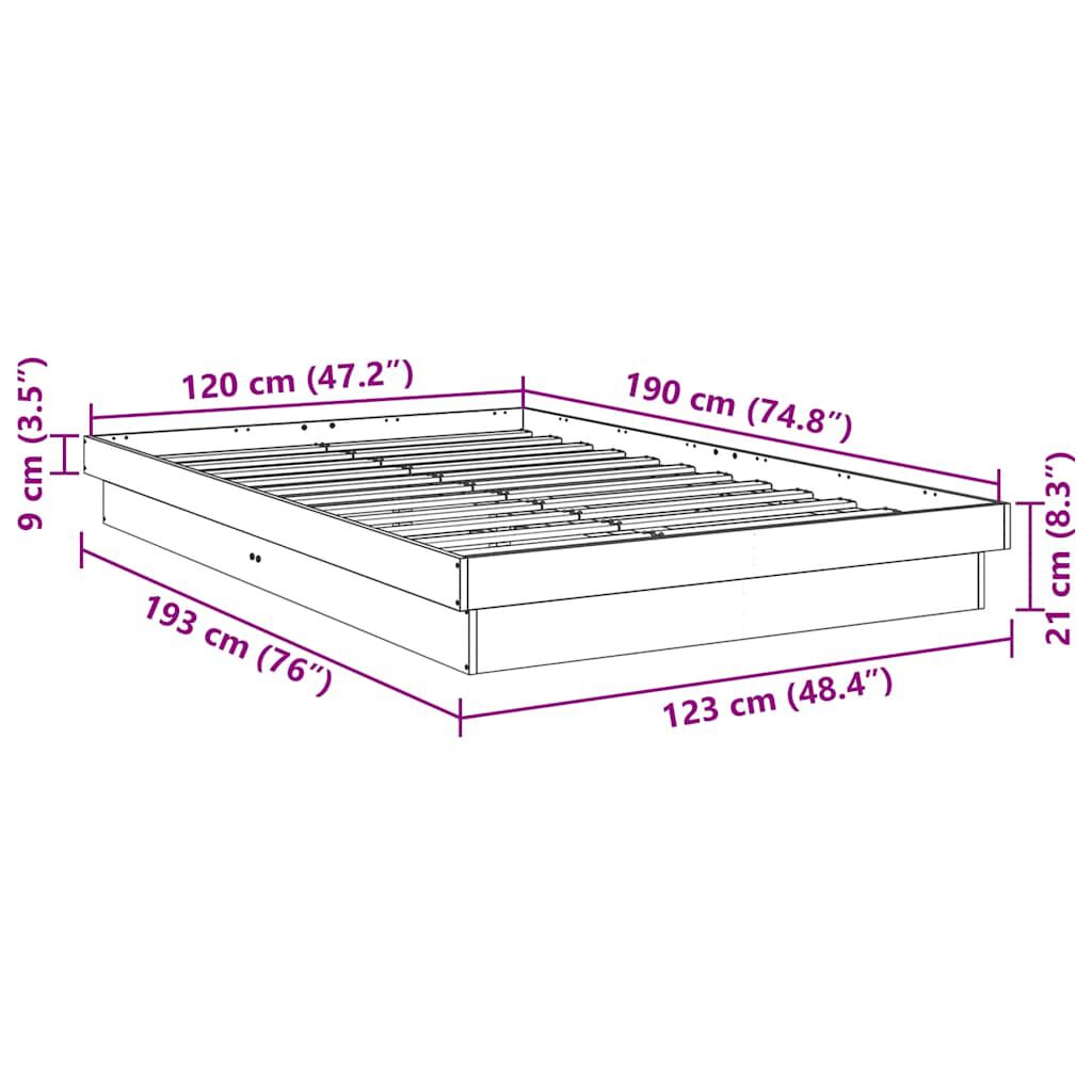 vidaXL Πλαίσιο κρεβατιού χωρίς στρώμα 120x190 cm μασίφ ξύλο δρυς
