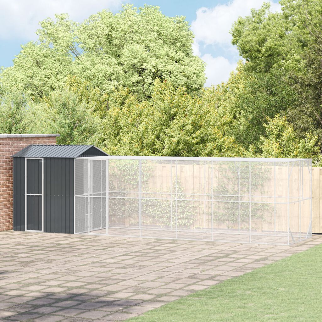 Aviary για Πουλιά vidaXL με Προέκταση Ανθρακί 210x817x247 εκ Ατσάλι