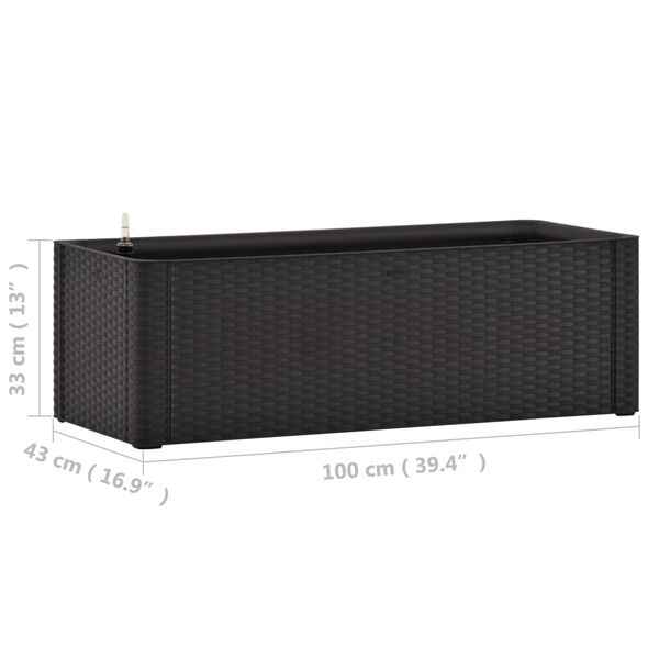 vidaXL Ζαρντινιέρα Κήπου Ανθρακί 100x43x33 εκ. με Αυτόματο Πότισμα