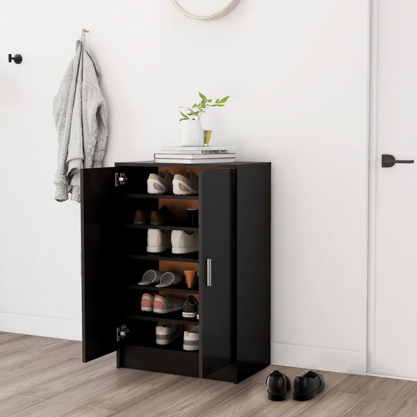 vidaXL Παπουτσοθήκη Μαύρη 60 x 35 x 92 εκ. από Επεξ. Ξύλο