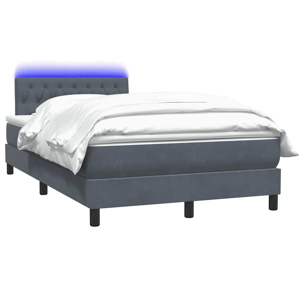vidaXL Κρεβάτι Boxspring με Στρώμα Σκούρο Γκρι 120x210 εκ. Βελούδινο