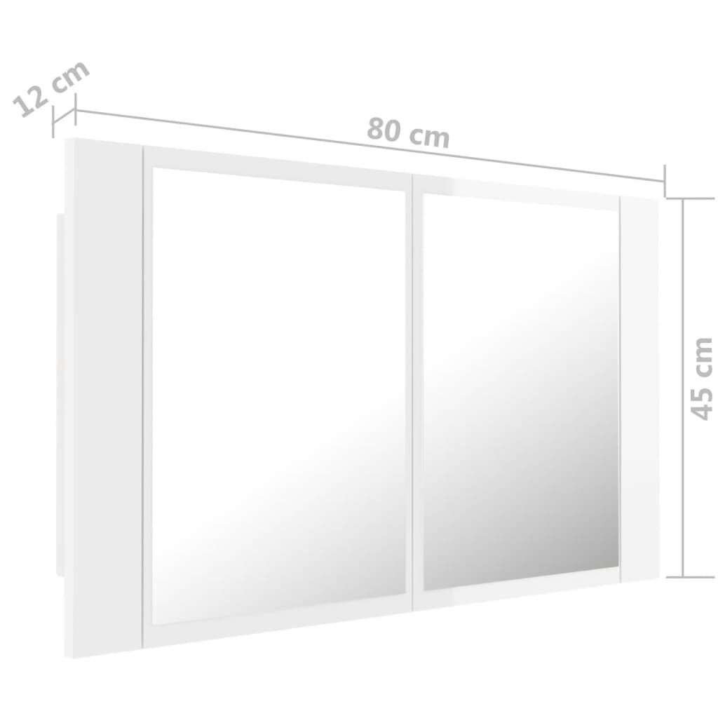 vidaXL Καθρέφτης Μπάνιου με LED Γυαλιστερό Λευκό 80x12x45εκ. Ακρυλικός