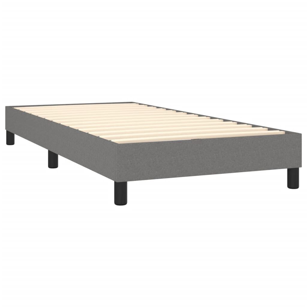 vidaXL Κρεβάτι Boxspring με Στρώμα & LED Σκ.Γκρι 80x200 εκ. Υφασμάτινο